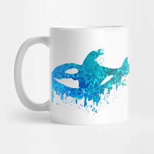 Blue Floral Orca Mug